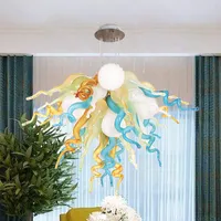 Italiensk klar handblåst glaskronor ledde pendellampor kreativa färgade för vardagsrum sovrum ljuskrona ljusarmatur