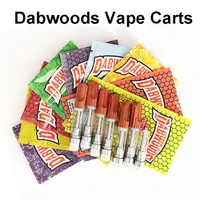 Dabwoods Cartridge Wood Flat Tips 0.8ml 1ml Ceramic Vape Pen Retail Package Bags Vape Cartridges Packaging E Cigarettes Empty 510 Thread Oil Disposable Carts