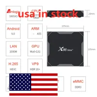 سفينة من الولايات المتحدة الأمريكية X96 ماكس زائد Amlogic S905X3 صندوق التلفزيون 8 كيلو جيجابايت RAM 32GB 64GB ROM المزدوج WIFI 1000M LAN Android 9.0