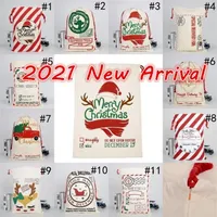 Disponibles 2021 Navidad Santa Sacks Bolsas de algodón de lienzos Grandes Bolsas de regalo con cordón pesado Personalizado Festival Fiesta Decoración navideña
