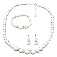 Pendientes Collar Simple Pearl Pearl Bridal Jewelry Sets Crystal Moda Boda Pulsera para Mujeres