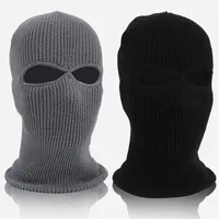 Bouchons de vélo masques en tricot d'hiver chaude douce 2 trous en plein visage chapeau de ski balaclava hotte armée tactique