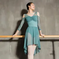 Stage Wear Mesh Ballerina Dress Dames Kostuum Ballet Dance Lyrical Dancewear Fairy Gymnastics Tuchards Designer Designer Kleding