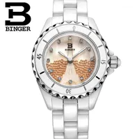 Zwitserland Merk Dames Armband Horloge Quartz High-Tech Keramische Polshorloge Moving Crystal Balls Shell Eiffel Tower Montre Horloges