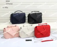Designer Bags Women Female Shoulder Chain Bag Silver LOGO 22cm Fashion Crossbody Brand Messenger PU Leather Handbags Total 5 COlors Shopping