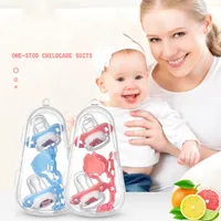 Bebek Emzik Seti Diş Kaşıyıcı Yumuşak Silikon Diş Kaşıyıcı Meme Surother Bebek Hemşirelik Çiğneme Oyuncaklar Bebek Besleme Emzik + Zincir Kombinasyonu ZYC43