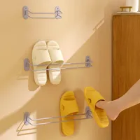 Ganchos Rails Bathroom Chinelos Rack Wall Pendurar WC Sapato de Armazenamento Punho Livre Sandal prateleira de prateleiras