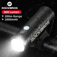 US Local Delivery ROCKBROS Bike Front Light Rainproof USB Rechargeable Bicycle Lights 800LM Cycling Headlight LED 2000mAh Flashlight MTB Lamp