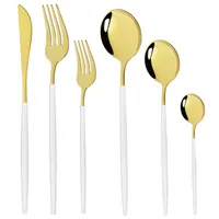 36pcs Bianco Gold Dinnerware Posate Set Set di acciaio inox Coltello in acciaio inox Dessert Forcella Tè Cucchiaino Argenteria Cucina Cucina Posate Tavoli 210804
