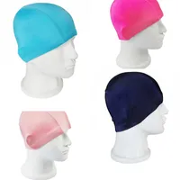 Wholesale-ホットセール新夏ユニセックス女性の男性快適な弾性純粋な色の水泳プール水泳帽子キャップ送料無料93 x 2