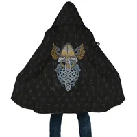 Men&#039;s Wool & Blends Viking Style Odin Cloak 3D All Over Printed Hoodie Men Women Winter Fleece Wind Breaker Warm