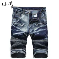 Jeans maschile hmily plus size 28-42 estate corta strappata casual di alta qualità pantaloncini maschili elastici di alta qualità