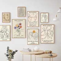 레트로 피카소 Matisse 포스터 및 인쇄 추상 소녀 바디 꽃 벽 아트 캔버스 거실에 대 한 그림 그림 노르딕 데코 X0726
