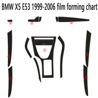 BMW X5 E53 1999-2006 için İç Merkezi Kontrol Paneli Kapı Kolu Karbon Fiber Çıkartmalar Çıkartmaları Araba Styling Accessorie