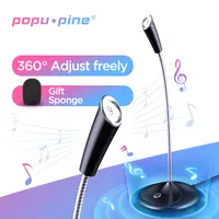 Popu Pine Computer 360 ° Ajuste libremente Studio Speech Gaming Chatting USB Micrófono Desktop PC portátil