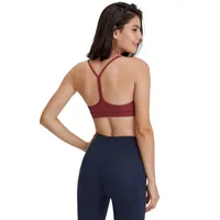 L005 Solid Color Y-Shaped Back Sports Bra With Chest Pad Fitness Outfit Feels Buttery-Soft Yoga Vest Removable Cups Underwear Sexy Female Tops Skin-Friendly Tank
