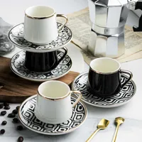80 ml Türk Espresso Bardaklar ile Surlar Seramik Kupası Set Siyah Çay Kahve Mutfak Parti Içecek Eşya Ev Dekor Yaratıcı Hediyeler