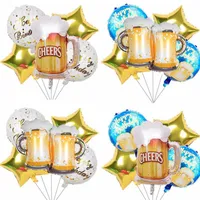 Decoración de la fiesta 1 set de feliz cumpleaños set de la taza de cerveza mylar helio foil globos tazas festival