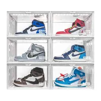 Goto Clear 5pcs Sound Control Led Shoe Boxes Sneaker Wall Plastic Crate Dust-proof Stackable Footwear Organizer Storage Showcase