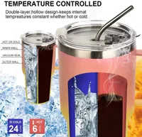 Farbverlauf Edelstahl 30 Unzen Reisebecher mit Griff Eisschale Bunte Tumbler Doppelwand Vakuum isoliert Kaffeetasse