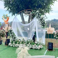 Feest decoratie 2m ijzeren cirkel bruiloft boog rekwisieten achtergrond decor enkele plank outdoor gazon bloem deur rack frame