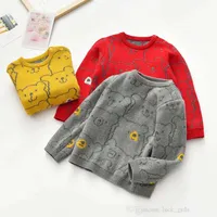 2021 Kids cartoon knitted pullover autumn baby girls boys bear printed long sleeve sweater jumper christmas children casual clothes 0S1679