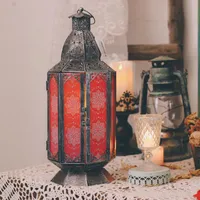 Candle Houders Vintage Esthetische Creatieve Metalen Morrocan Rode Bril Lamp Soporte Vela House Decor EI50CH