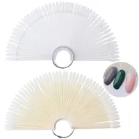 Falsche Nägel 50 Tipps Oval Display Nail Art Fan Rad Practice Board Tip Sticks Tauchen Pulverfarben UV Gel Polish Diagramm