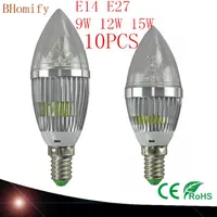Żarówki 10x LED Candelabra Bulb Candle Light E14 E27 9W 12W 15W Ciepłe / Natura / Cool White Lampa Ściemniana 110v220v CE RoHS