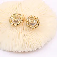 Punto cl￡ssico 18K Gold Patrated Luxury Brand Designers Cartas Geom￩tricas 925 Mulheres famosas Silver Round Crystal Rhinestone P￩rola Earring Festa de Casamento Jewerlry
