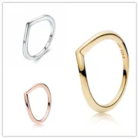 Gepolijste wishbone ring 18k geel vergulde ringen voor Pandora 925 zilver rose gouden vrouwen trouwring sets 2870 Q2