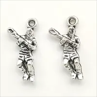 Mycket 100pcs basebollspelare tibetanska silver charms hängsmycken för smycken gör örhängen halsband armband nyckel kedja tillbehör 23 * 12mm