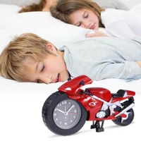 ساعات الحائط الكرتون المنبه نموذج دراجة نارية نموذج هدية فريدة من نوعها لمحرش الأطفال دون بطاريات (أحمر)