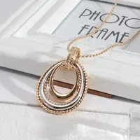 Hanger kettingen cirkels frame charmes sieraden voor vrouwen meisje goud kralen ketting 63cm trui ketting