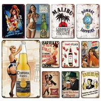 2021 Funny Design Classic Whiskey Poster Pintura Pintura Retro Metal Tin Signos Mojito Martini Cuba Libre Coctail Plaque Pub Bar Art Pegatinas Decoración de pared