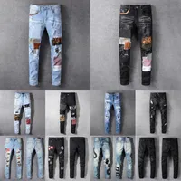 Mens Designer Designer Jeans Distressed RIPPED Biker Slim Denim Denim per uomo Stampa Army Fashion Mans Skinny Pant