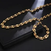 Chains Vintage Stainless Steel Coffee Bean Necklace For Men And Women 11mm*60cm Pig Nose Titanium Jewelry Gift