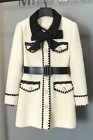 Vestes Femmes 2021 Automne Hiver Femmes de luxe Haute Qualité Casual Veste Blanc Blanc Femelle Chic manteau de manteau avec ceintures MS 10.13
