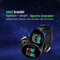 D18 Bluetooth Smart Watch Wristbands Men Blood Lumber Womating Women Waterproof Sport Rate Heart Tracker Smart Clock Clock Watches UF161