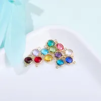 Nueva moda de piedra de nacimiento Cristal de cristal Charm colgante para pulsera Pendientes de brazalete Rose Gold 12 Colorido DIY Joyería Charm Accesorios