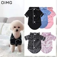 犬のアパレルOimgの高級パジャマのボタンの固体家庭用ペット寝室冬の服Pets Pets Tシャツのための子犬猫のシャツ