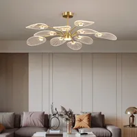 Nordic LED потолочная лампа для спальни гостиной лотос листьев формы креативный дизайн Все медные люстры дома декоративные подвесные светильники