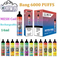 Bang XXL 6000 Puffs Bars Mesh-Spule Einweg-E-Zigaretten Vape-Stift 14ml Vorgefüllte Pods-Patrone 850mAh Akku-Akku Duo Max Pro