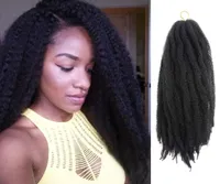 Varmförsäljning! Marley Braids 18 "Afro Kinky Twist Hair Crochet Braids Ombre Färg Marley Braiding Hair Synthetic Hair Extensions (1-bit, 1B)