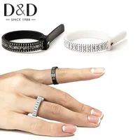 Sybegrepp Tools 2st Professional Plastic Measuring Ruler White Black Ring Size for Women Män och barn oss/Storbritannien DIY