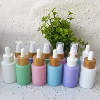 Storage Bottles & Jars Free 5pcs 30ml Bamboo Dropper Lid Cap Bottle Container Essential Oil Cosmetic Packaging Refillable Perfume