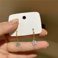 Hoop & Huggie QWC Luxury Cubic Zirconia Flower Earrings For Women Elegant Wedding Engagement Girlfriend Gift Ear Trendy Jewelry