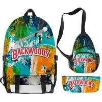 Mochila backwoods mochilas 3 pcs set laptop sacos meninos meninas unisex viajar esporte adolescente estudante 3d saco de escola