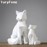 YuryFvna Simple White Modern Abstracte Sculptuur Mode Geometrische Statue Desktop Ornamenten Creative Gift 211009