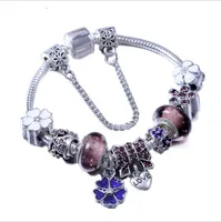 Mode lien Chaîne Dropshipping Vintage Argent Couleur Charmes Bracelets Pour Femmes Crystal Beads Beads Bracelets Fille Pulseira Bijoux